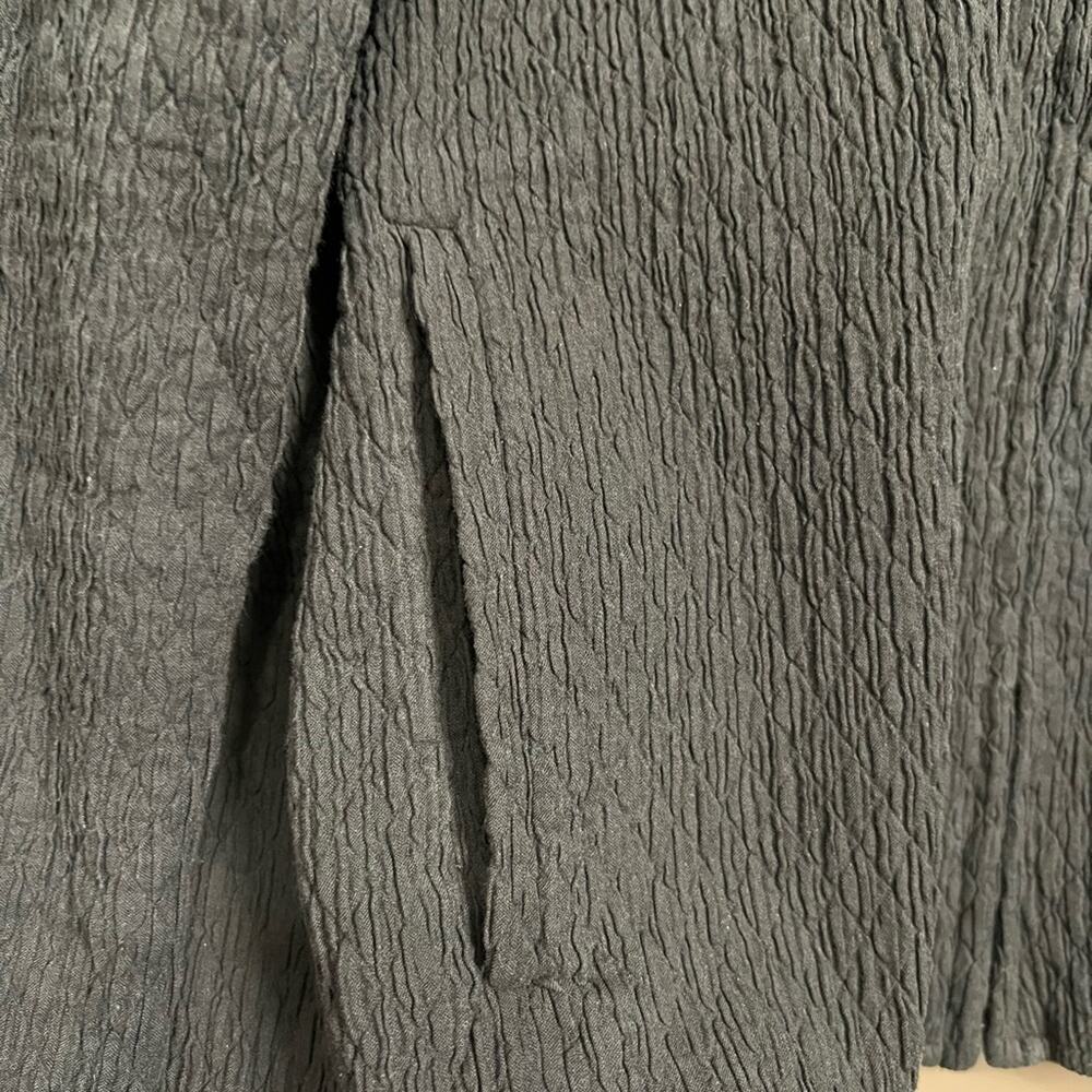 Eileen Fisher Stand Collar Zip Jacket Midnight Navy Crinkle Gauze Texture Sz M - Picture 3 of 7